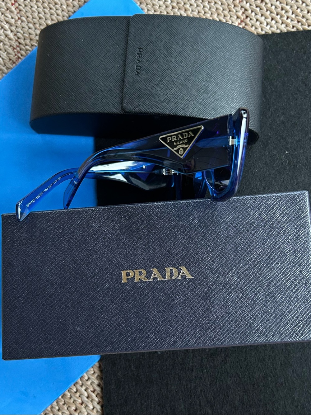 PRADA (NWT) 100% Authentic Crystal Electric Blue Sunglasses. - Unisex - Picture 5 of 8